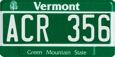 VT license plate ACR356
