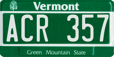 VT license plate ACR357
