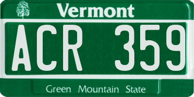 VT license plate ACR359