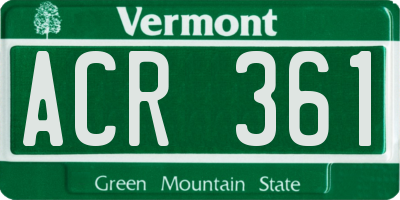 VT license plate ACR361