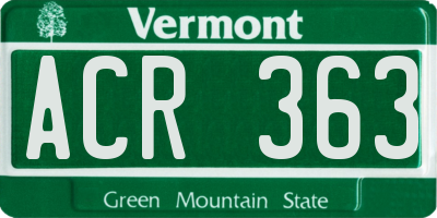 VT license plate ACR363