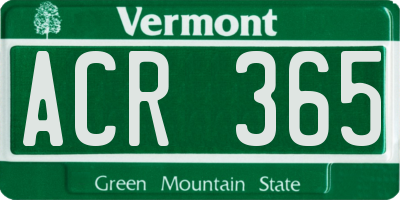 VT license plate ACR365