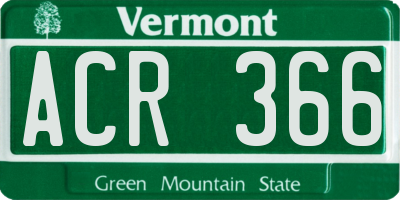 VT license plate ACR366