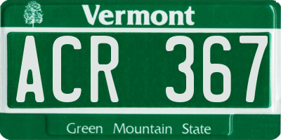 VT license plate ACR367