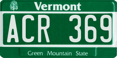 VT license plate ACR369