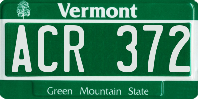 VT license plate ACR372