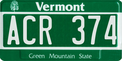 VT license plate ACR374