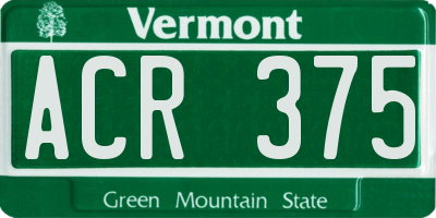 VT license plate ACR375