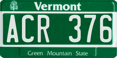 VT license plate ACR376