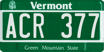 VT license plate ACR377
