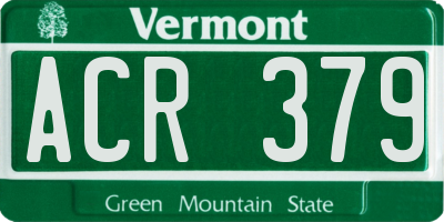 VT license plate ACR379