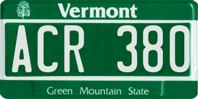 VT license plate ACR380