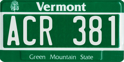 VT license plate ACR381