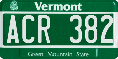 VT license plate ACR382