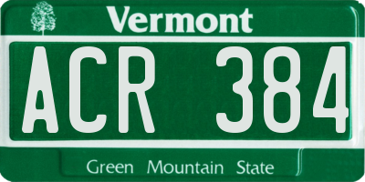 VT license plate ACR384