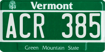 VT license plate ACR385