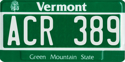 VT license plate ACR389