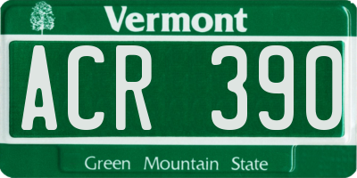 VT license plate ACR390