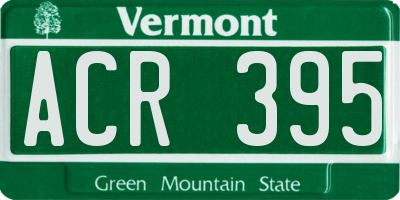 VT license plate ACR395