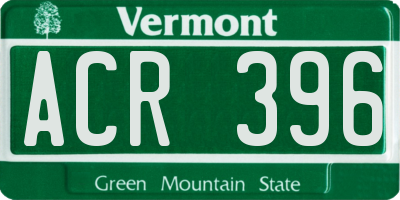 VT license plate ACR396