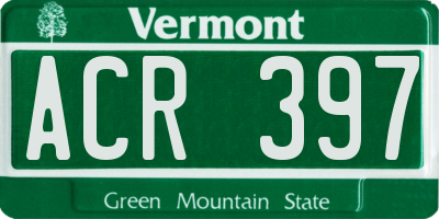 VT license plate ACR397