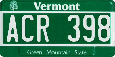 VT license plate ACR398