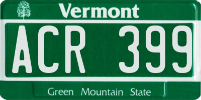VT license plate ACR399