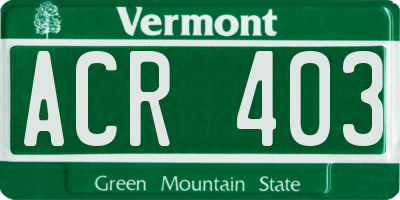 VT license plate ACR403