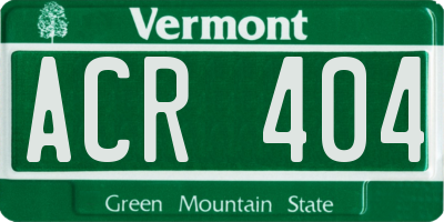 VT license plate ACR404
