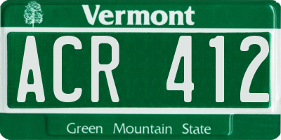 VT license plate ACR412