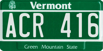 VT license plate ACR416