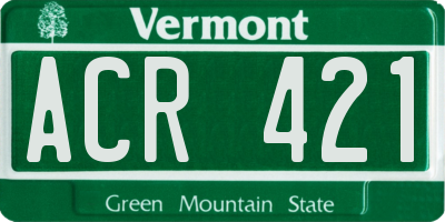 VT license plate ACR421