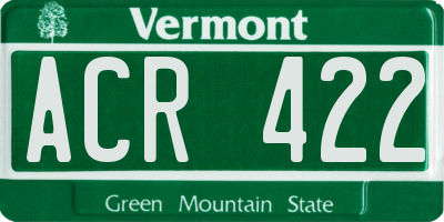 VT license plate ACR422