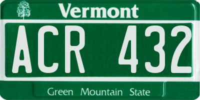 VT license plate ACR432