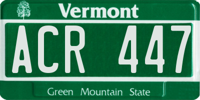 VT license plate ACR447