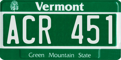 VT license plate ACR451