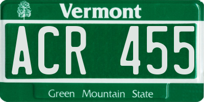 VT license plate ACR455