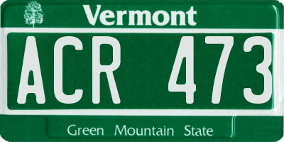 VT license plate ACR473