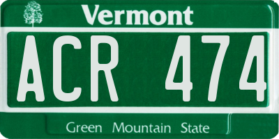 VT license plate ACR474