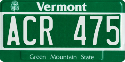 VT license plate ACR475