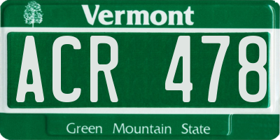 VT license plate ACR478