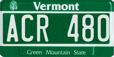 VT license plate ACR480