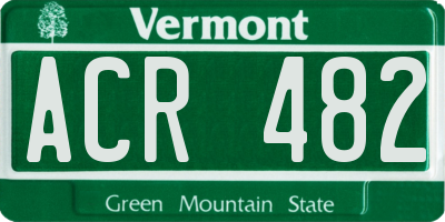 VT license plate ACR482