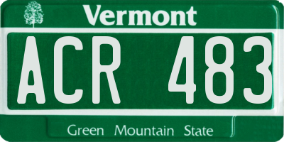 VT license plate ACR483