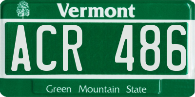 VT license plate ACR486
