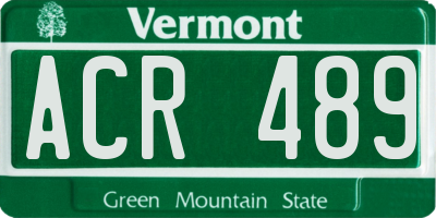 VT license plate ACR489