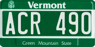 VT license plate ACR490