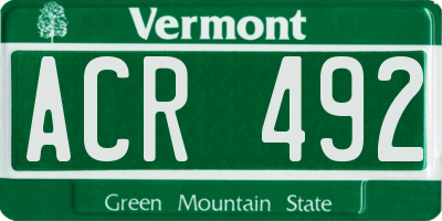 VT license plate ACR492