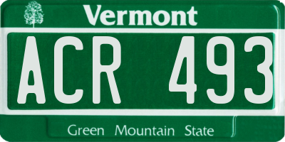 VT license plate ACR493