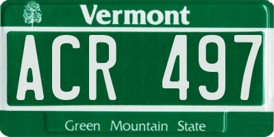 VT license plate ACR497